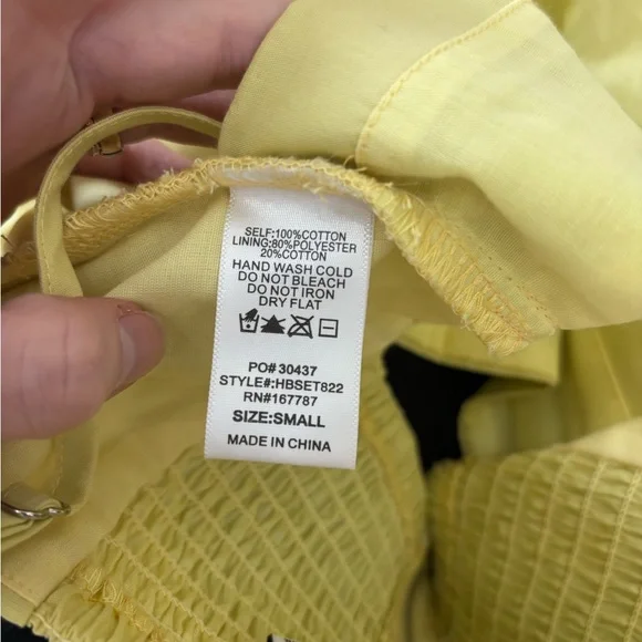 NWT Butter yellow 100% cotton tiered maxi set - Picture 6 of 6